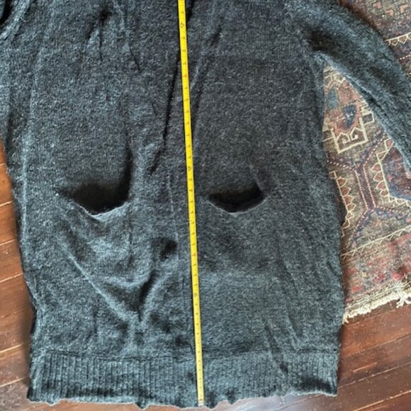 Free People Santa Cruz Gray Fuzzy Alpaca Wool Blend Maxi Open Cardigan Sweater s - Picture 7 of 8